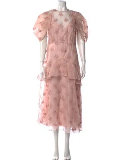 Pre-owned Erdem Silk Midi Length Dress W/ Tags In Pink