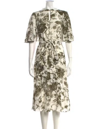 Pre-owned Erdem Silk Midi Length Dress In White