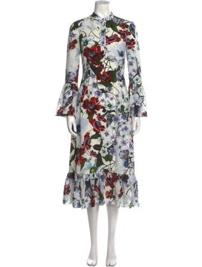 Pre-owned Erdem Silk Midi Length Dress In White