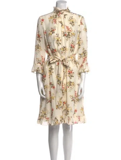 Pre-owned Erdem Silk Midi Length Dress In White