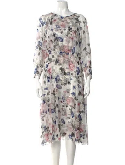 Pre-owned Erdem Silk Midi Length Dress In White