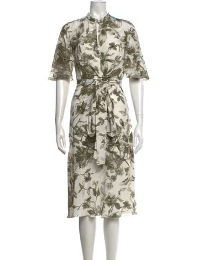 Pre-owned Erdem Silk Midi Length Dress In White