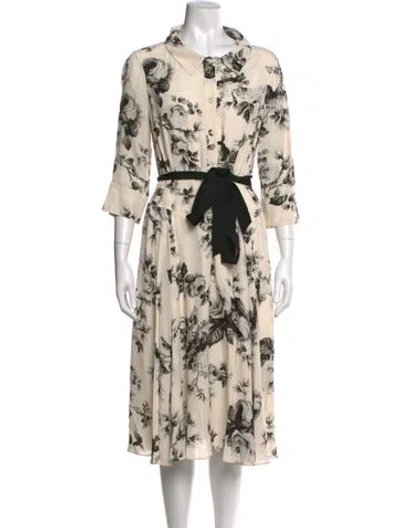 Pre-owned Erdem Silk Midi Length Dress In White