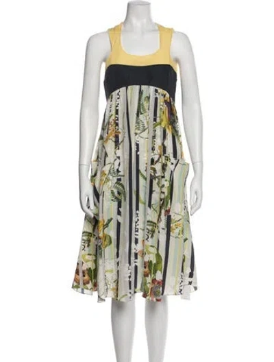 Pre-owned Erdem Silk Midi Length Dress In Yellow