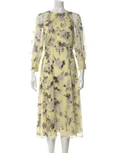 Pre-owned Erdem Silk Midi Length Dress In Yellow