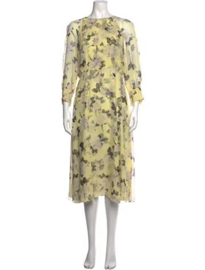 Pre-owned Erdem Silk Midi Length Dress In Yellow