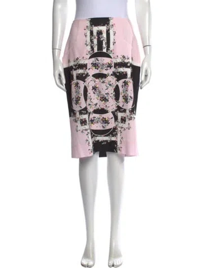 Pre-owned Erdem Silk Midi Length Skirt In Black/pink