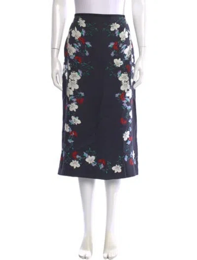 Pre-owned Erdem Silk Midi Length Skirt In Blue