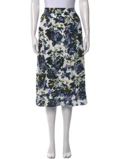 Pre-owned Erdem Silk Midi Length Skirt In Blue