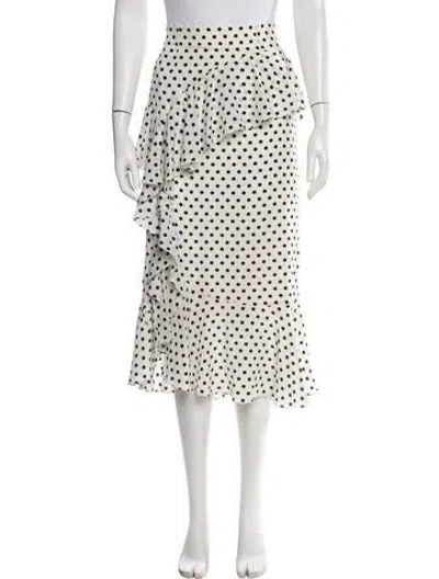 Pre-owned Erdem Silk Midi Length Skirt In Neutrals/white