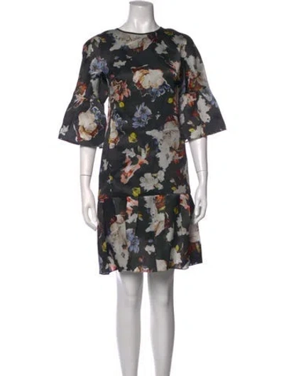 Pre-owned Erdem Silk Mini Dress In Black/blue