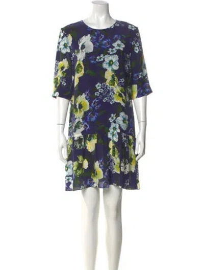 Pre-owned Erdem Silk Mini Dress In Blue