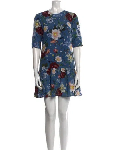Pre-owned Erdem Silk Mini Dress In Blue