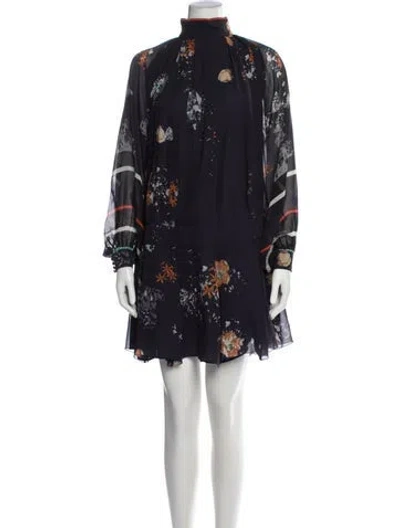 Pre-owned Erdem Silk Mini Dress In Blue