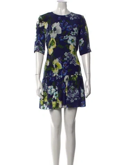 Pre-owned Erdem Silk Mini Dress In Blue