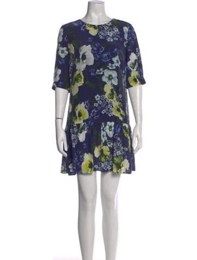 Pre-owned Erdem Silk Mini Dress In Blue