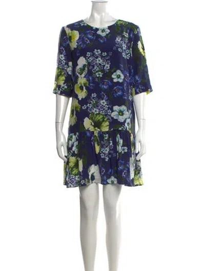 Pre-owned Erdem Silk Mini Dress In Blue