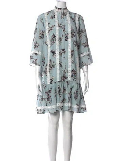 Pre-owned Erdem Silk Mini Dress In Blue