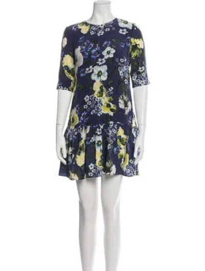 Pre-owned Erdem Silk Mini Dress In Blue