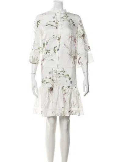 Pre-owned Erdem Silk Mini Dress In White