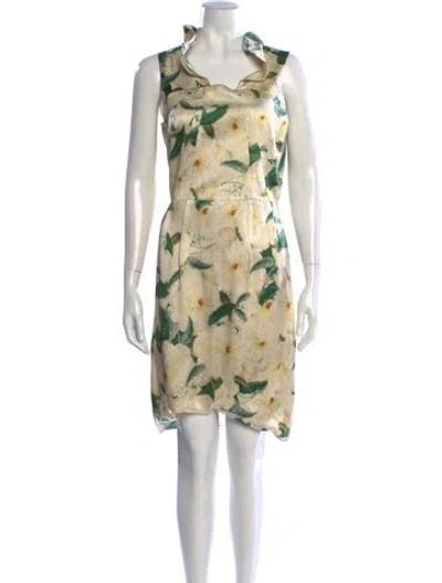 Pre-owned Erdem Silk Mini Dress In Yellow