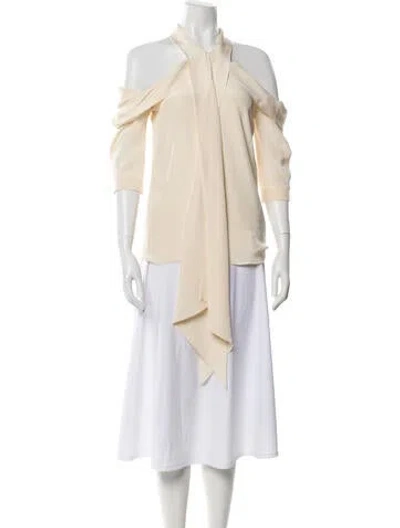 Pre-owned Erdem Silk Off-the-shoulder Blouse In Neutral