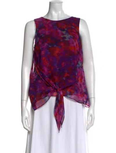 Pre-owned Erdem Silk Patterned Blouse In Purple