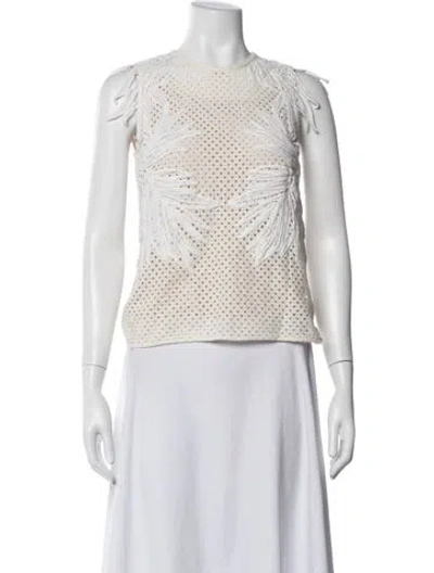 Pre-owned Erdem Silk Patterned Top In White