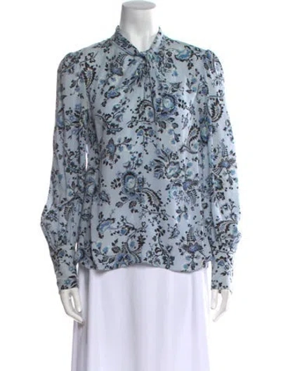 Pre-owned Erdem Silk Printed Blouse In Blue