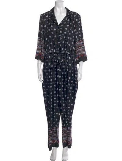 Pre-owned Erdem Silk Printed Jumpsuit In Black