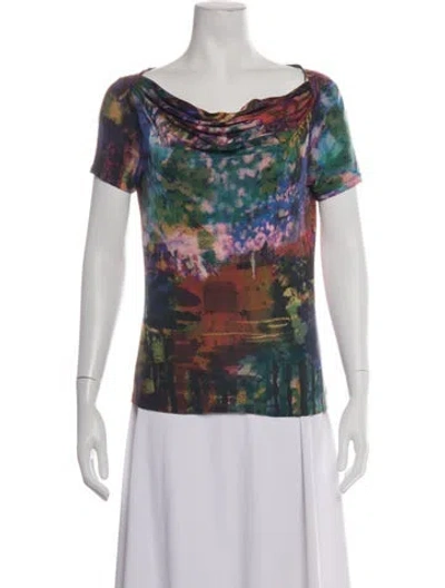 Pre-owned Erdem Silk Printed T-shirt In Purple
