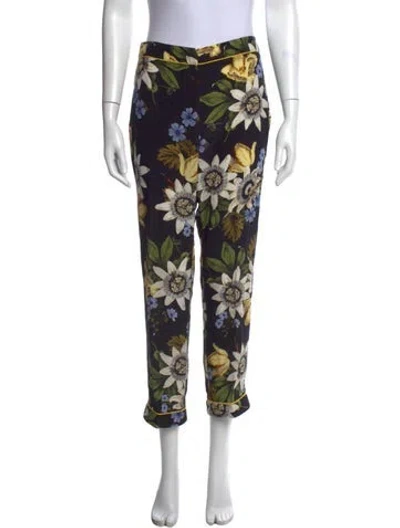 Pre-owned Erdem Silk Straight Leg Pants In Black
