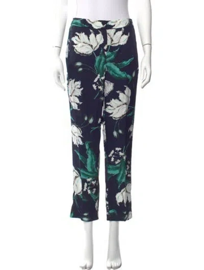 Pre-owned Erdem Silk Straight Leg Pants In Blue