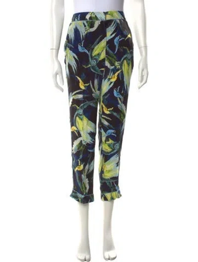 Pre-owned Erdem Silk Straight Leg Pants In Blue