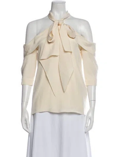 Pre-owned Erdem Silk Tie Neck Blouse In Neutral