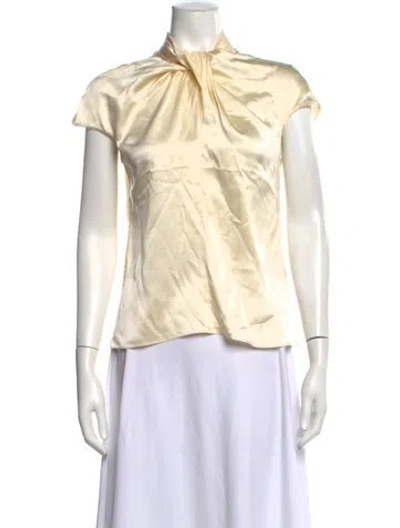 Pre-owned Erdem Silk Tie Neck Blouse In Neutrals