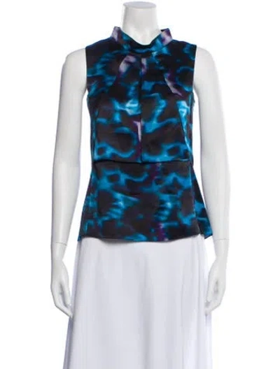 Pre-owned Erdem Silk Tie-dye Print Blouse In Blue