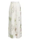 Erdem Womens Botanical Garden White Graphic-pattern Wide-leg Silk Trousers