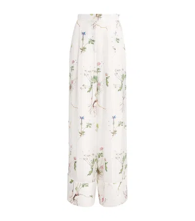 ERDEM SILK WIDE-LEG TROUSERS