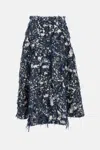 Erdem Textured Long Cotton Blend Skirt In Blue