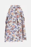 Erdem Womens Painted Rose White Floral Flared Cotton-blend Midi Skirt In Pink