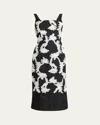 Erdem Sleeveless Cloque Midi Cocktail Dress In Black