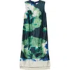 Erdem Sleeveless Crushed Metallic Satin Midi Dress In Carnation Cyanotype Clover