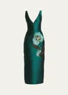 ERDEM SLEEVELESS FLORAL SEQUIN TAILORED MIDI DRESS