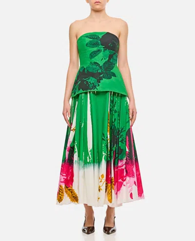 Erdem Sleeveless Full Skirt Cocktail Dress In Green