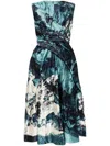 Erdem Womens Amneris Paint Eggshell Floral-pattern Draped Satin Midi Dress In Blue