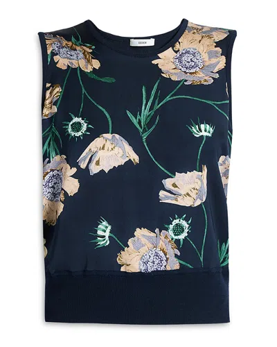 Erdem Sleeveless Mixed Media Sweater In Blue
