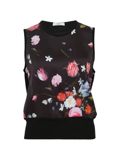 Erdem Sleeveless Front Print Top In Black