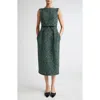 Erdem Sleeveless Tweed Sheath Dress In Green