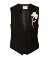 Erdem Carnation Brooch-detail Waistcoat In Black